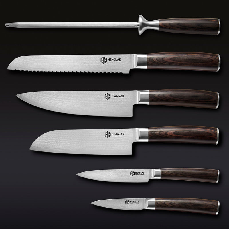 Damascus Steel Knife Set, 6-pc (Espresso)