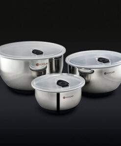 Stainless Mixing Bowl Set with Vacuum Seal Lids, 6-pc